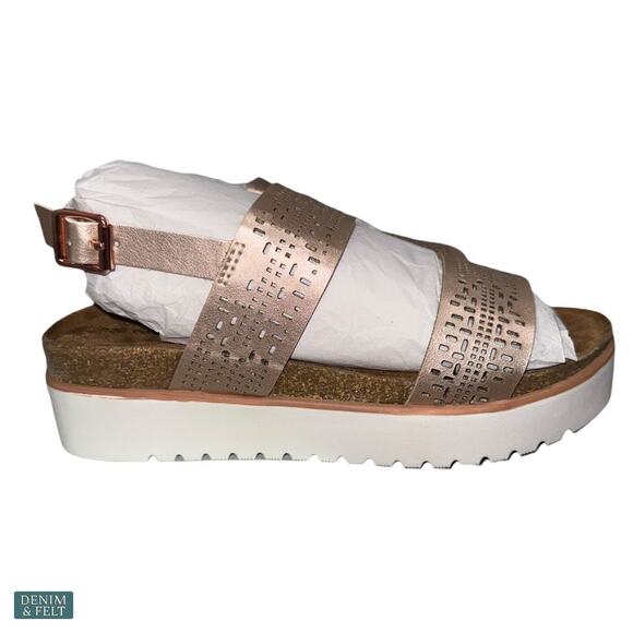 NEW Not Rated Rose Gold Platform Sandals Women’s 6 Cutout Straps Lightweight - Picture 7 of 9